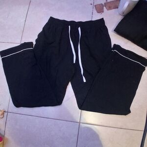 Black Jogger Pants with White Drawstring